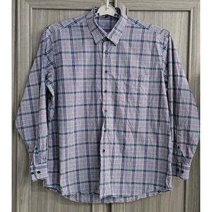 Alan Flusser Men's Long Sleeve Button Down Shirt Size XL Plaid Multi-color.